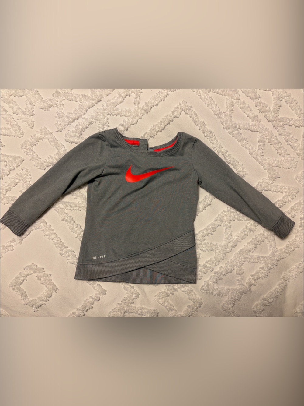 Nike Gray Crewneck Sweatshirt with Neon Pink Swoosh